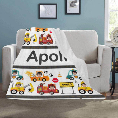 personalized blanket for boys cars trucks toddlers