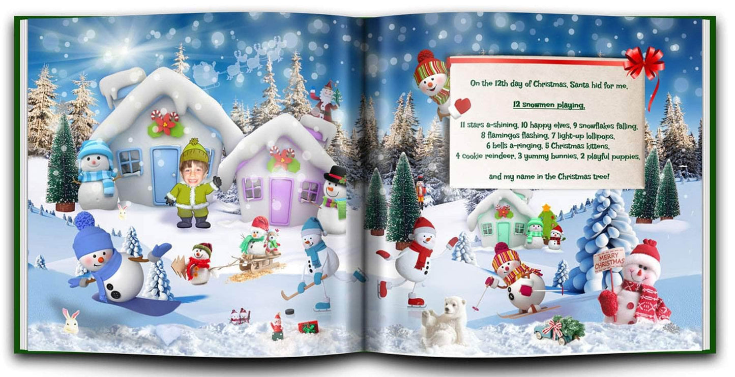 personalized christmas book with photo and name snowman