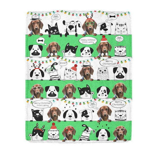 Personalized Christmas Blanket for Pets, Cats, or Dogs - 1-2 pets or photos