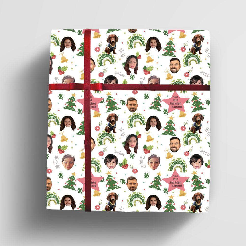 Custom Happy Christmas wrapping paper for child, pet or family