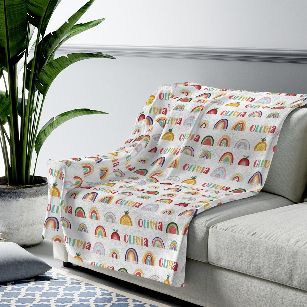 Rainbow Baby Blanket - Custom blanket with name - Rainbows Baby Fleece Blanket