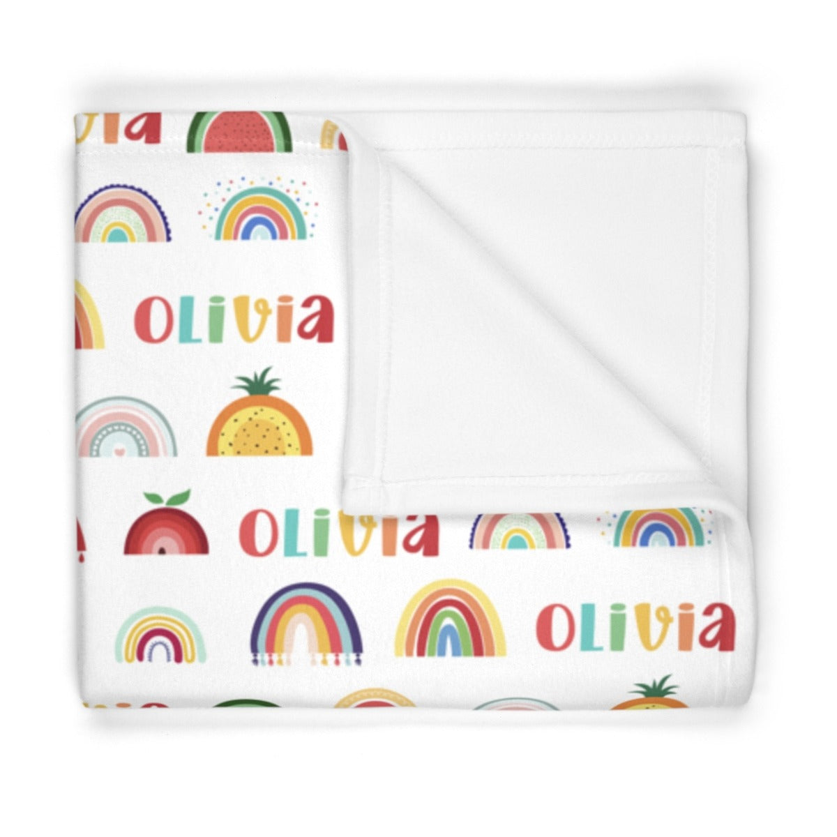 Rainbow Baby Blanket - Custom blanket with name - Rainbows Blanket