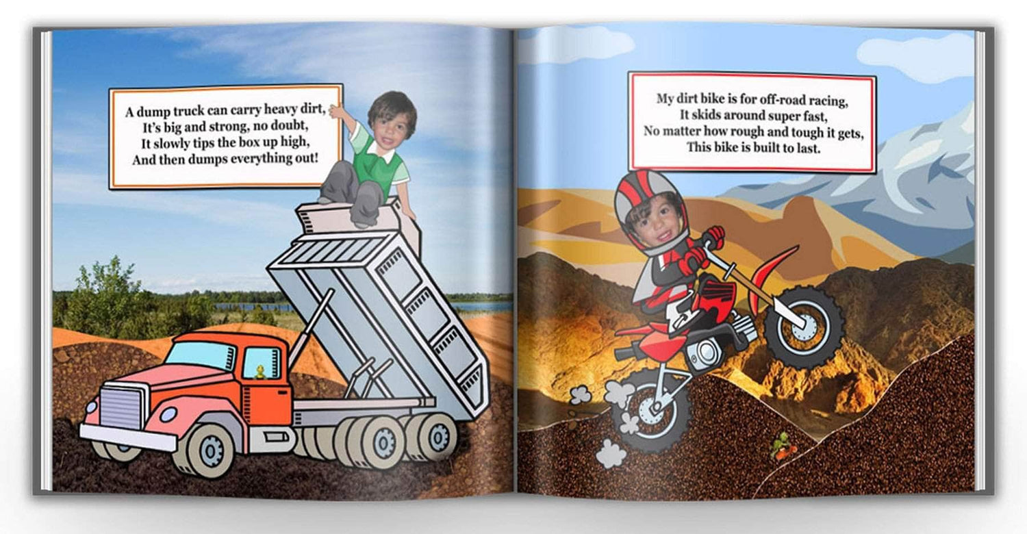 personalized story book for boys dump truck digger
