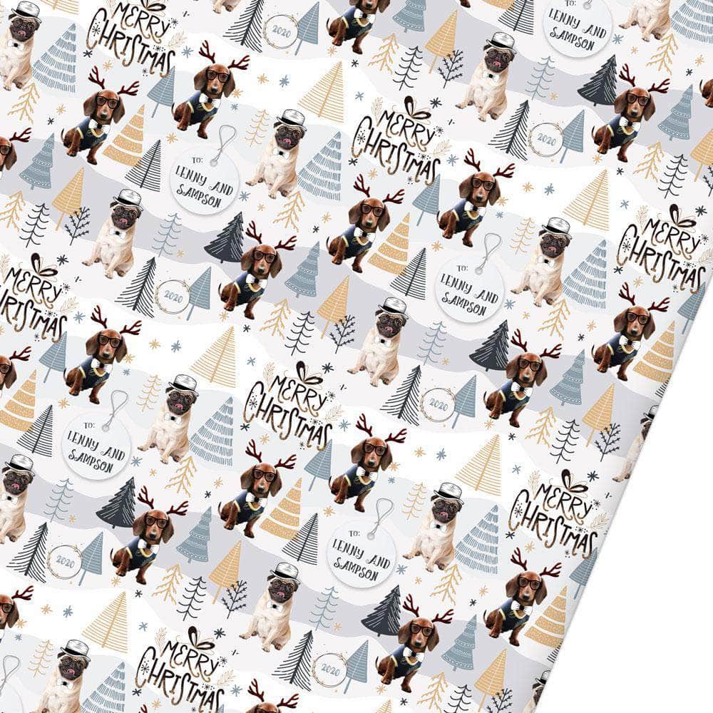 Personalized Christmas Wrapping Paper, with 1-5 photo and pets