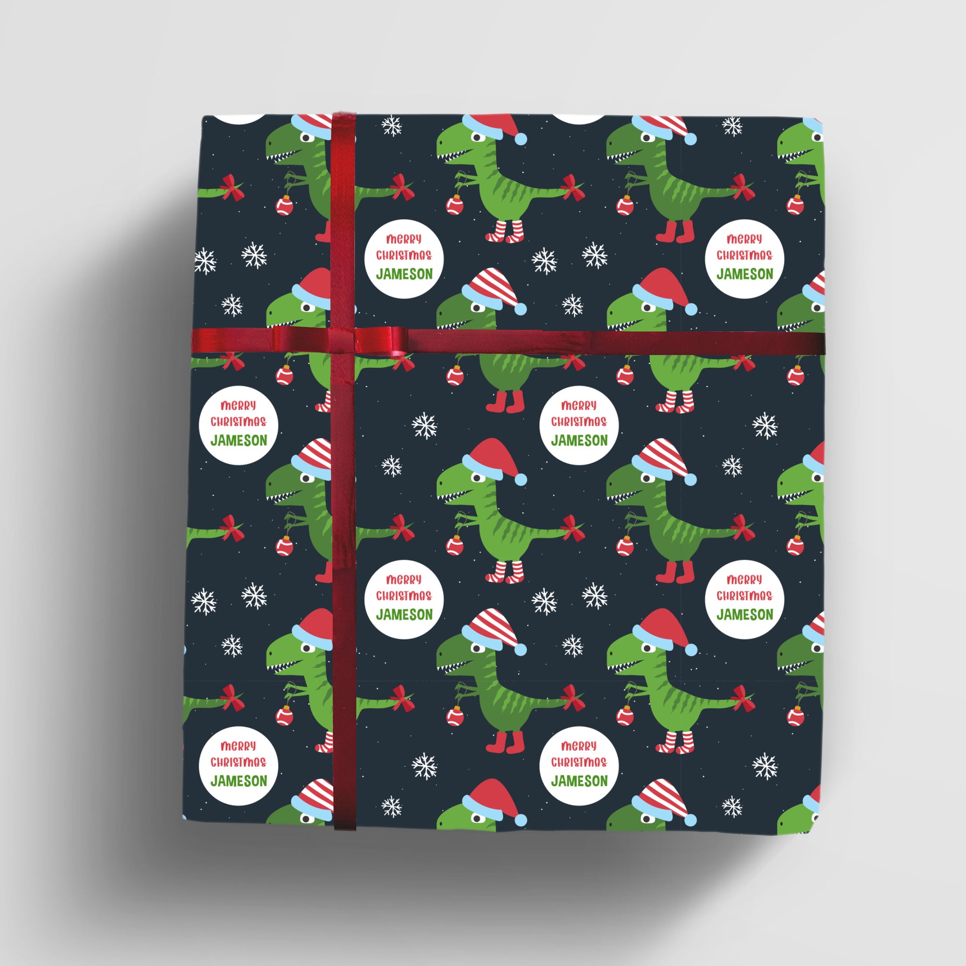 Dinosaur Wrapping Paper - Dinosaur Christmas Gift Wrap, Custom Dino wrap